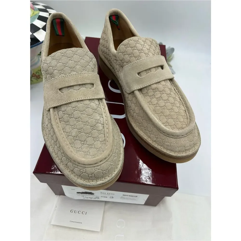 Men's Gucci, GG monogram web loafers size 10 fits 10.5 US made in Italy